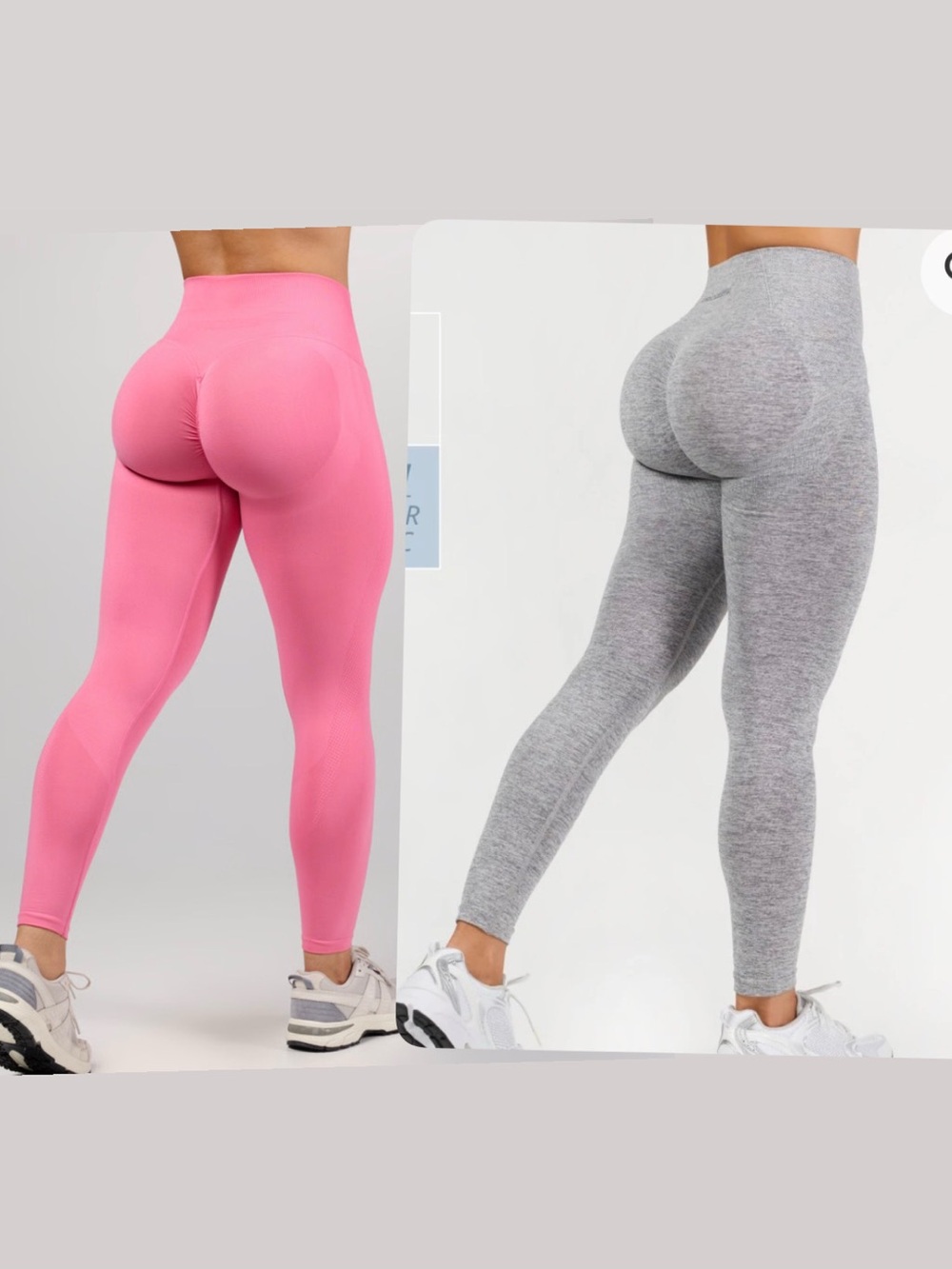 High-Waisted Butt-Lifting, Seamless Leggings - Pink & Gray (size M/L)